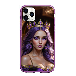 Чехол iPhone 11 Pro матовый Девушка с фиолетовыми волосами в короне, цвет: 3D-фиолетовый