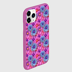 Чехол iPhone 11 Pro матовый Цветочный паттерн из гербер, цвет: 3D-фиолетовый — фото 2