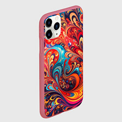 Чехол iPhone 11 Pro матовый Новая гжель, цвет: 3D-малиновый — фото 2