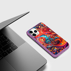 Чехол iPhone 11 Pro матовый Новая гжель, цвет: 3D-фиолетовый — фото 2