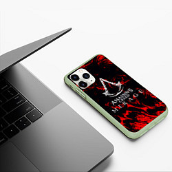 Чехол iPhone 11 Pro матовый Assassins Creed кровь тамплиеров, цвет: 3D-салатовый — фото 2