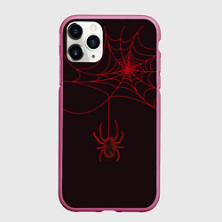 Чехол iPhone 11 Pro матовый Красная паутина, цвет: 3D-малиновый