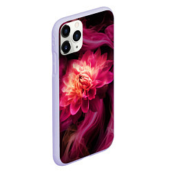 Чехол iPhone 11 Pro матовый Розовый цветок в огне - нейросеть, цвет: 3D-светло-сиреневый — фото 2