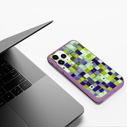 Чехол iPhone 11 Pro матовый Ретро квадраты болотные, цвет: 3D-фиолетовый — фото 2