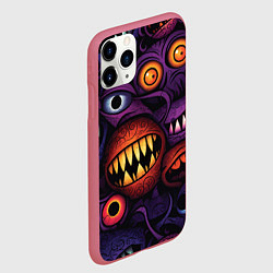 Чехол iPhone 11 Pro матовый Хэллоуинские зубастики, цвет: 3D-малиновый — фото 2