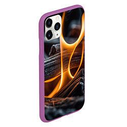 Чехол iPhone 11 Pro матовый Дрова в костре - нейросеть, цвет: 3D-фиолетовый — фото 2