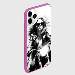 Чехол iPhone 11 Pro матовый Девушка на ретро мотоцикле, цвет: 3D-фиолетовый — фото 2
