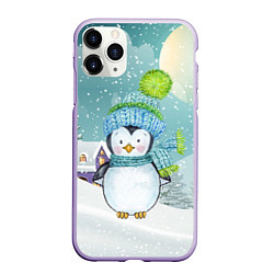 Чехол iPhone 11 Pro матовый Новогодний пингвин