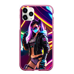 Чехол iPhone 11 Pro матовый Cool girl - cyberpunk - neon glow