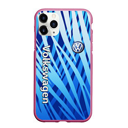 Чехол iPhone 11 Pro матовый Volkswagen - синий камуфляж, цвет: 3D-малиновый