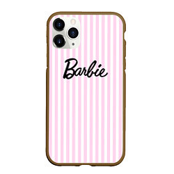 Чехол iPhone 11 Pro матовый Barbie - классическая розово-белая полоска