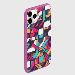 Чехол iPhone 11 Pro матовый Разноцветные ретро фигуры, цвет: 3D-фиолетовый — фото 2