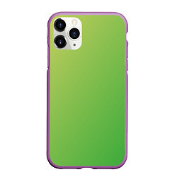 Чехол iPhone 11 Pro матовый Градиент - зеленый лайм, цвет: 3D-фиолетовый