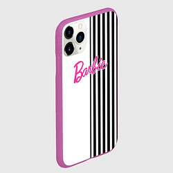 Чехол iPhone 11 Pro матовый Барби - белый и черные полосы, цвет: 3D-фиолетовый — фото 2