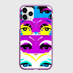 Чехол iPhone 11 Pro матовый Eyes - pop art - neural network, цвет: 3D-фиолетовый