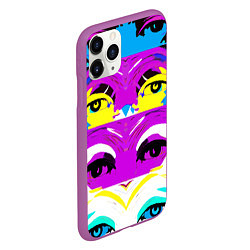 Чехол iPhone 11 Pro матовый Eyes - pop art - neural network, цвет: 3D-фиолетовый — фото 2