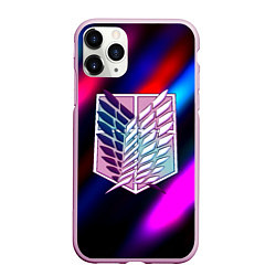 Чехол iPhone 11 Pro матовый Attack on Titan stripes neon, цвет: 3D-розовый