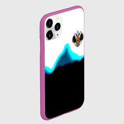 Чехол iPhone 11 Pro матовый Герб РФ синяя волна, цвет: 3D-фиолетовый — фото 2
