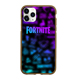 Чехол iPhone 11 Pro матовый Неоновые логотипы Fortnite, цвет: 3D-коричневый