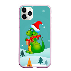 Чехол iPhone 11 Pro матовый Дракон новогодний 2024, цвет: 3D-розовый