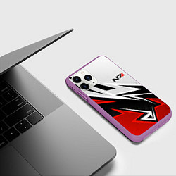 Чехол iPhone 11 Pro матовый N7 mass effect - white and red, цвет: 3D-фиолетовый — фото 2
