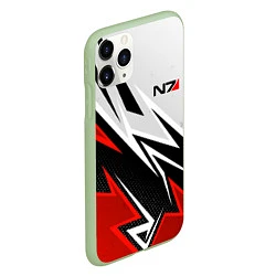 Чехол iPhone 11 Pro матовый N7 mass effect - white and red, цвет: 3D-салатовый — фото 2