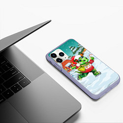 Чехол iPhone 11 Pro матовый Дракончик в новогоднем дворе, цвет: 3D-светло-сиреневый — фото 2