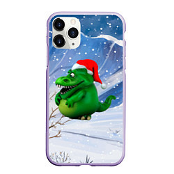 Чехол iPhone 11 Pro матовый Толстый дракон на снежном фоне