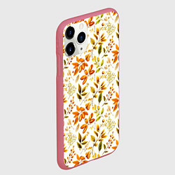 Чехол iPhone 11 Pro матовый Осенние листья и желуди, цвет: 3D-малиновый — фото 2