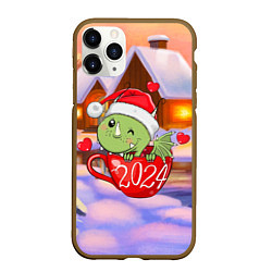 Чехол iPhone 11 Pro матовый Дракон в кружке 2024, цвет: 3D-коричневый