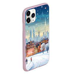 Чехол iPhone 11 Pro матовый Новогодний городок, цвет: 3D-розовый — фото 2