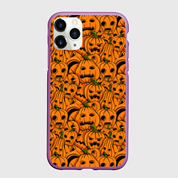 Чехол iPhone 11 Pro матовый Страшные тыквы, цвет: 3D-фиолетовый