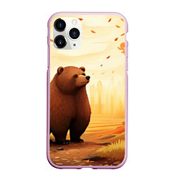 Чехол iPhone 11 Pro матовый Мишка в осеннем лесу фолк-арт