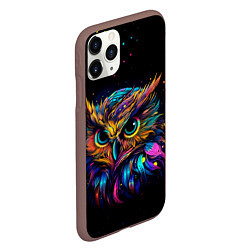 Чехол iPhone 11 Pro матовый Разноцветная цифровая сова - нейросеть, цвет: 3D-коричневый — фото 2