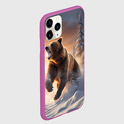 Чехол iPhone 11 Pro матовый Бурый медведь в лесу, цвет: 3D-фиолетовый — фото 2