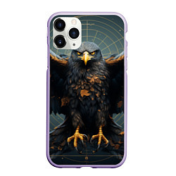 Чехол iPhone 11 Pro матовый Орёл с расправленными крыльями, цвет: 3D-светло-сиреневый
