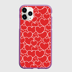 Чехол iPhone 11 Pro матовый Сердечки любви, цвет: 3D-фиолетовый