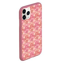 Чехол iPhone 11 Pro матовый Уют сердец, цвет: 3D-малиновый — фото 2