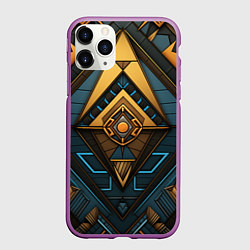 Чехол iPhone 11 Pro матовый Узор в египетском стиле, цвет: 3D-фиолетовый