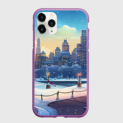 Чехол iPhone 11 Pro матовый Зимний большой город