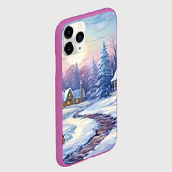 Чехол iPhone 11 Pro матовый Тропинка к новогоднему дому, цвет: 3D-фиолетовый — фото 2