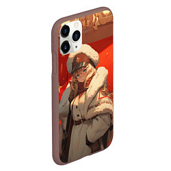 Чехол iPhone 11 Pro матовый Девочка и СССР, цвет: 3D-коричневый — фото 2