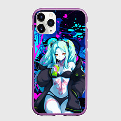Чехол iPhone 11 Pro матовый Ребекка и граффити - киберпанк