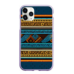 Чехол iPhone 11 Pro матовый Этнический рисунок в горизонтальную полоску, цвет: 3D-светло-сиреневый