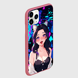 Чехол iPhone 11 Pro матовый Шинобу ахегао, цвет: 3D-малиновый — фото 2