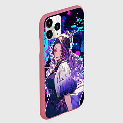 Чехол iPhone 11 Pro матовый Шинобу Кочо и граффити, цвет: 3D-малиновый — фото 2