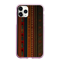 Чехол iPhone 11 Pro матовый Этнический узор в вертикальную полоску, цвет: 3D-розовый