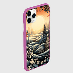 Чехол iPhone 11 Pro матовый Зимний предновогодний пейзаж, цвет: 3D-фиолетовый — фото 2