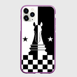 Чехол iPhone 11 Pro матовый Шахматный конь, цвет: 3D-фиолетовый