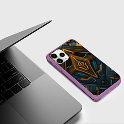 Чехол iPhone 11 Pro матовый Орнамент с ромбами в египетском стиле, цвет: 3D-фиолетовый — фото 2
